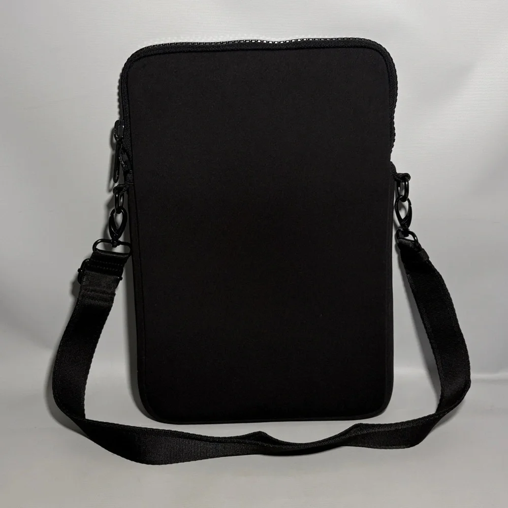 Dagne Dover Black Neoprene Computer Crossbody Sleeve Bag